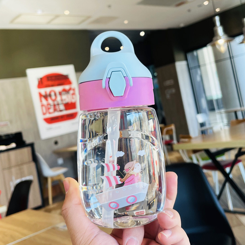 X152-XBD-2003 Straw water cup, children's plastic water cup, portable and easy to use, high appearance level for students, warm and cute, summer water cup, durable to drop detail image 1
