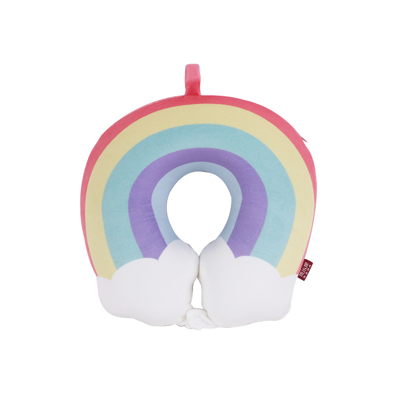 Cartoon-printed rainbow memory foam round mold U-shaped pillow, Kanglewu office travel midday rest neck pillow, airplane neck pillow wholesale Item Picture