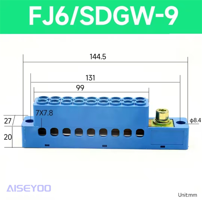 自升式接线端子FJ6/JHSD-9接线盒单极一进四/六/九/十二/十五蓝色分线端子零线分线器详情8