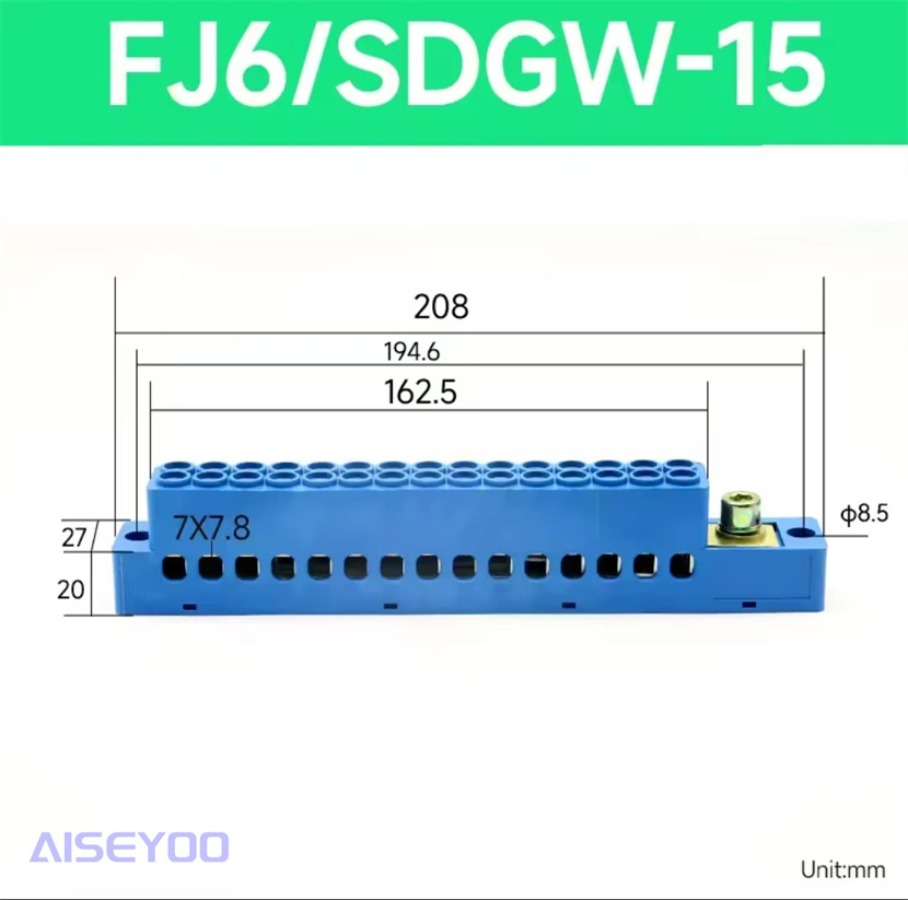 自升式接线端子FJ6/JHSD-9接线盒单极一进四/六/九/十二/十五蓝色分线端子零线分线器详情10