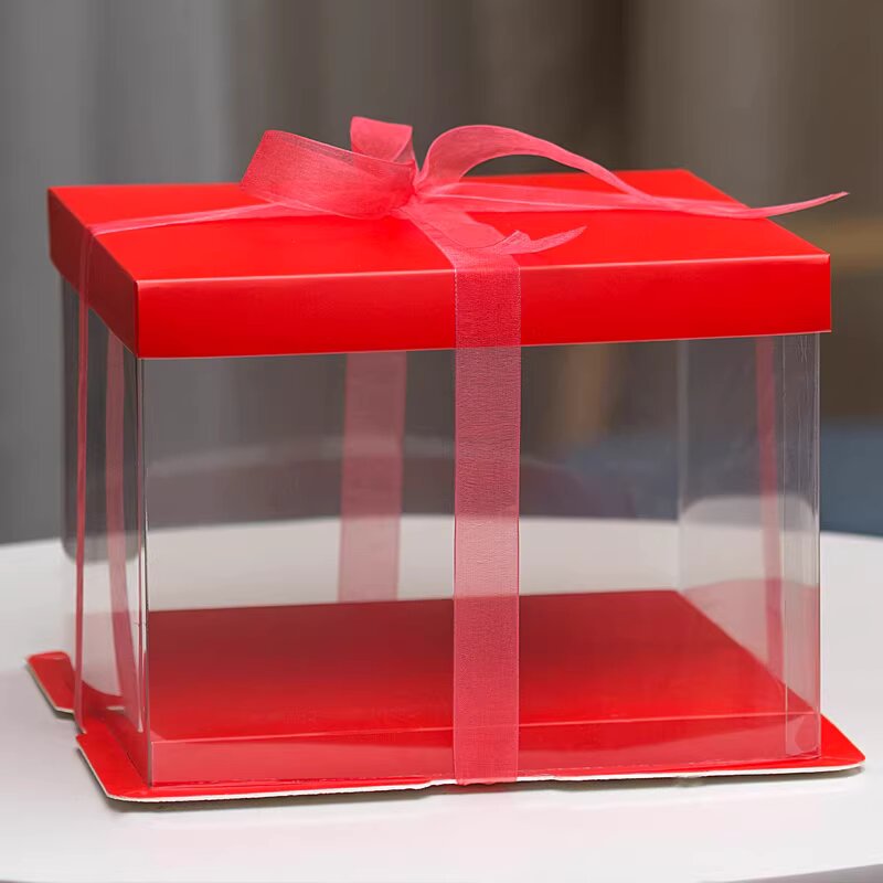 透明生日蛋糕盒子6六8八10寸喜庆手办模型高达玩具展示盒烘焙包装蛋糕包装盒详情4