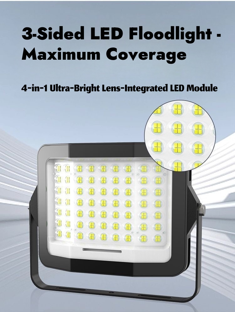 New Arrivals Three Sides Luminous MARCH Aluminum&ABS Floodlight 100w 200w 300W 500W1000W LED Solar Flood Light full figure