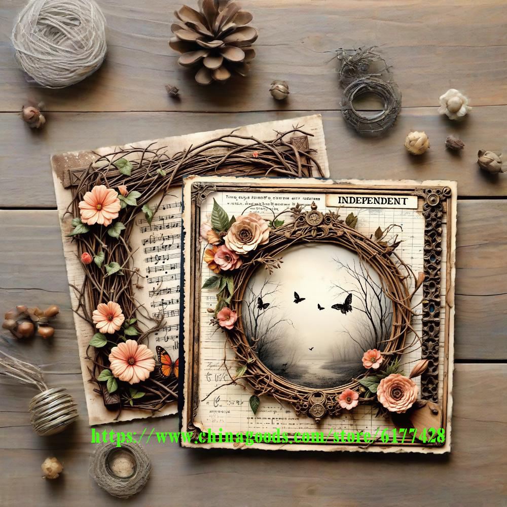 6 Inch Handmade Scrapbook/Junk Journal/ Photo Album/Card/Bookmark Diy Material Pattern Paper Background Paper 24 Sheets Specification drawing