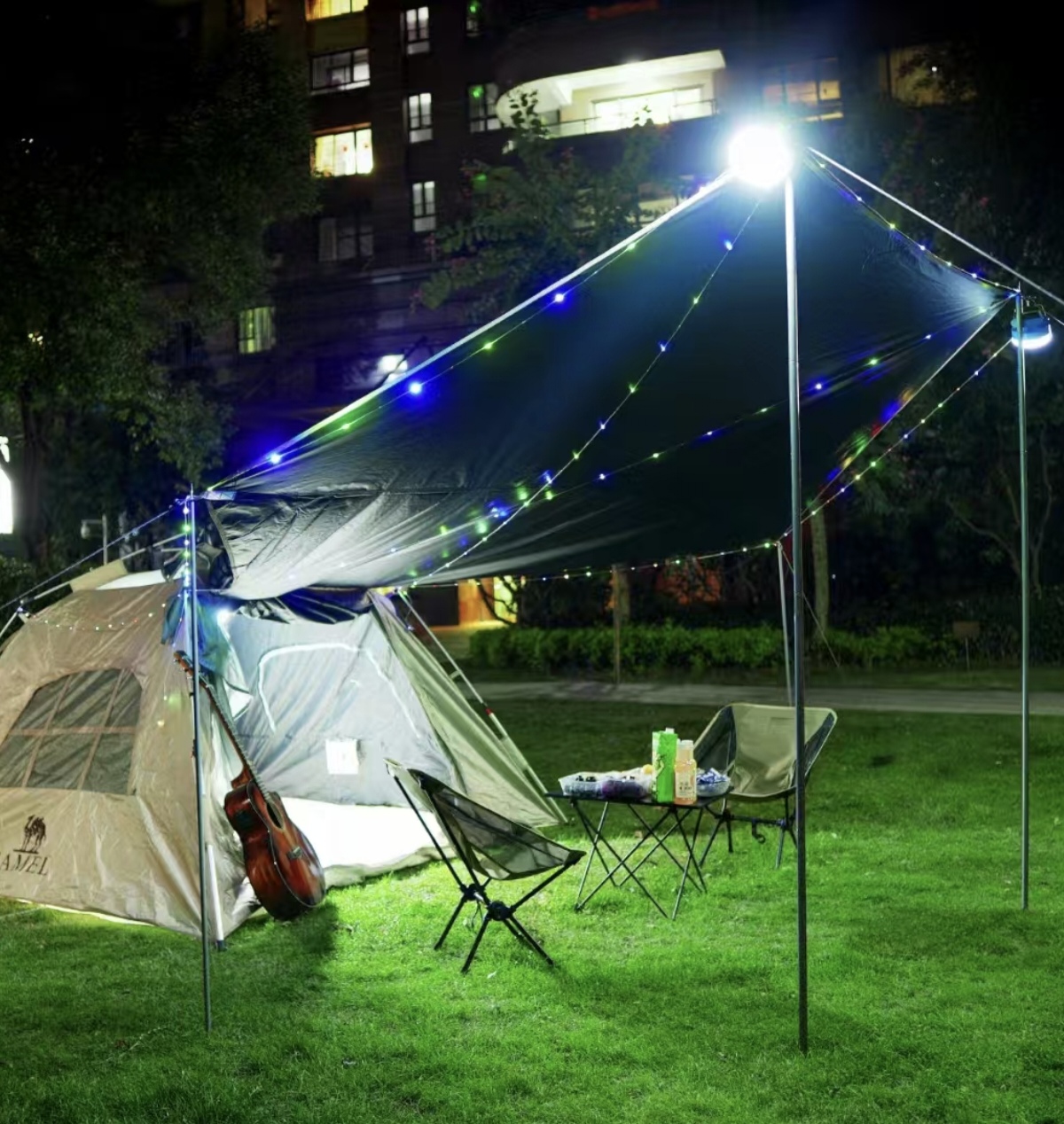 New retractable color-changing camping light, 100W solar panel, 8-meter color light strip, data cable Specification image