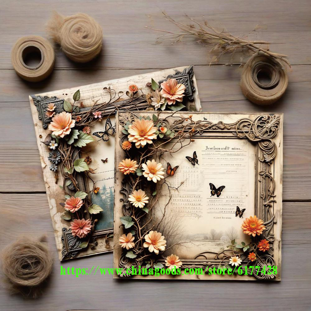 6 Inch Handmade Scrapbook/Junk Journal/ Photo Album/Card/Bookmark Diy Material Pattern Paper Background Paper 24 Sheets details Picture