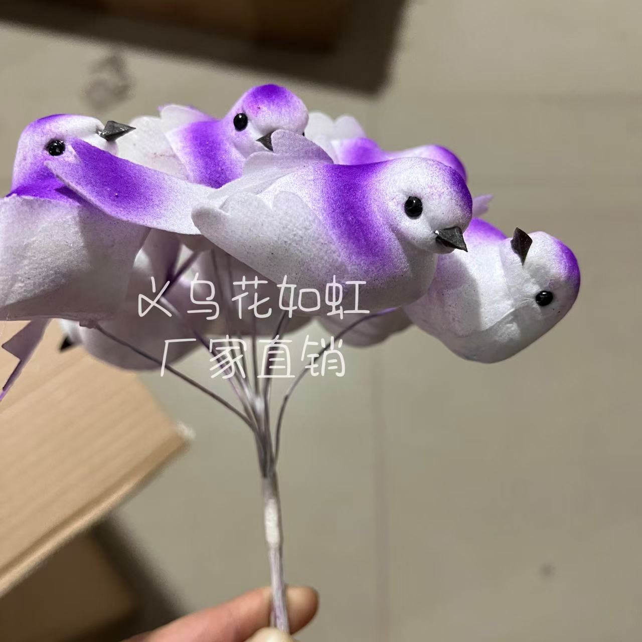 圣诞配件泡沫小鸟彩色小肥啾鸽子迷你小鸡复活节仿真羽毛小鸟园林小鸟摆件产品图