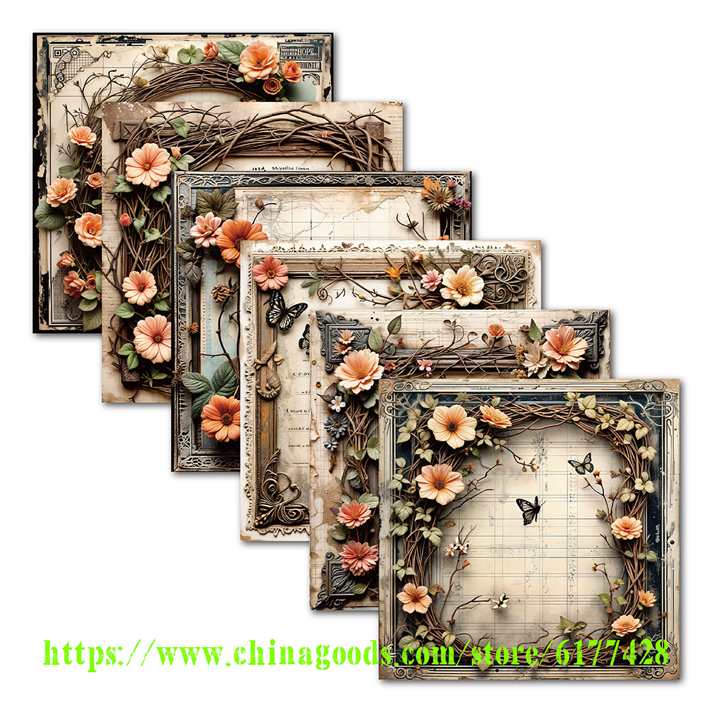 6 Inch Handmade Scrapbook/Junk Journal/ Photo Album/Card/Bookmark Diy Material Pattern Paper Background Paper 24 Sheets Item Picture
