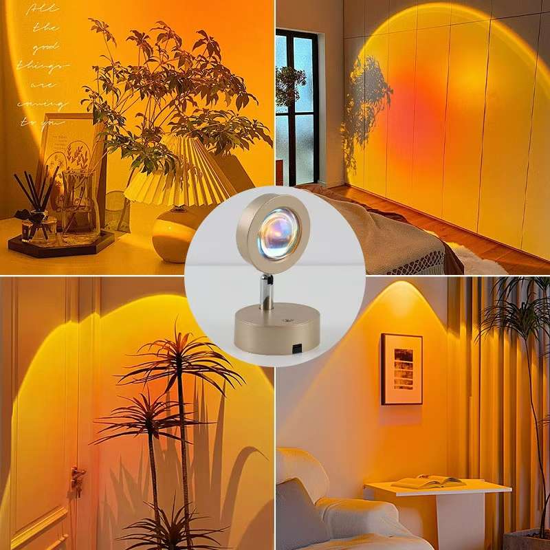 Wireless remote control charging sunset lamp, wall lamp, no wiring required, atmosphere bedroom, living room, background wall, decorative painting lamp Specification image