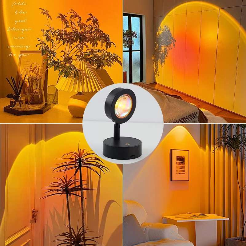 Wireless remote control charging sunset lamp, wall lamp, no wiring required, atmosphere bedroom, living room, background wall, decorative painting lamp