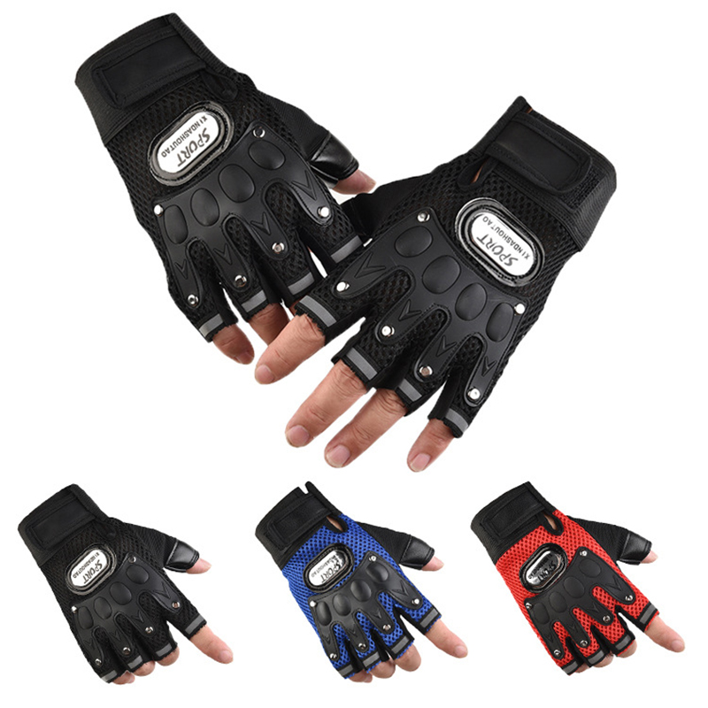 New spring and summer outdoor sports men's and women's motorcycle riding PU leather breathable mesh surface CS half-finger sports gloves full figure
