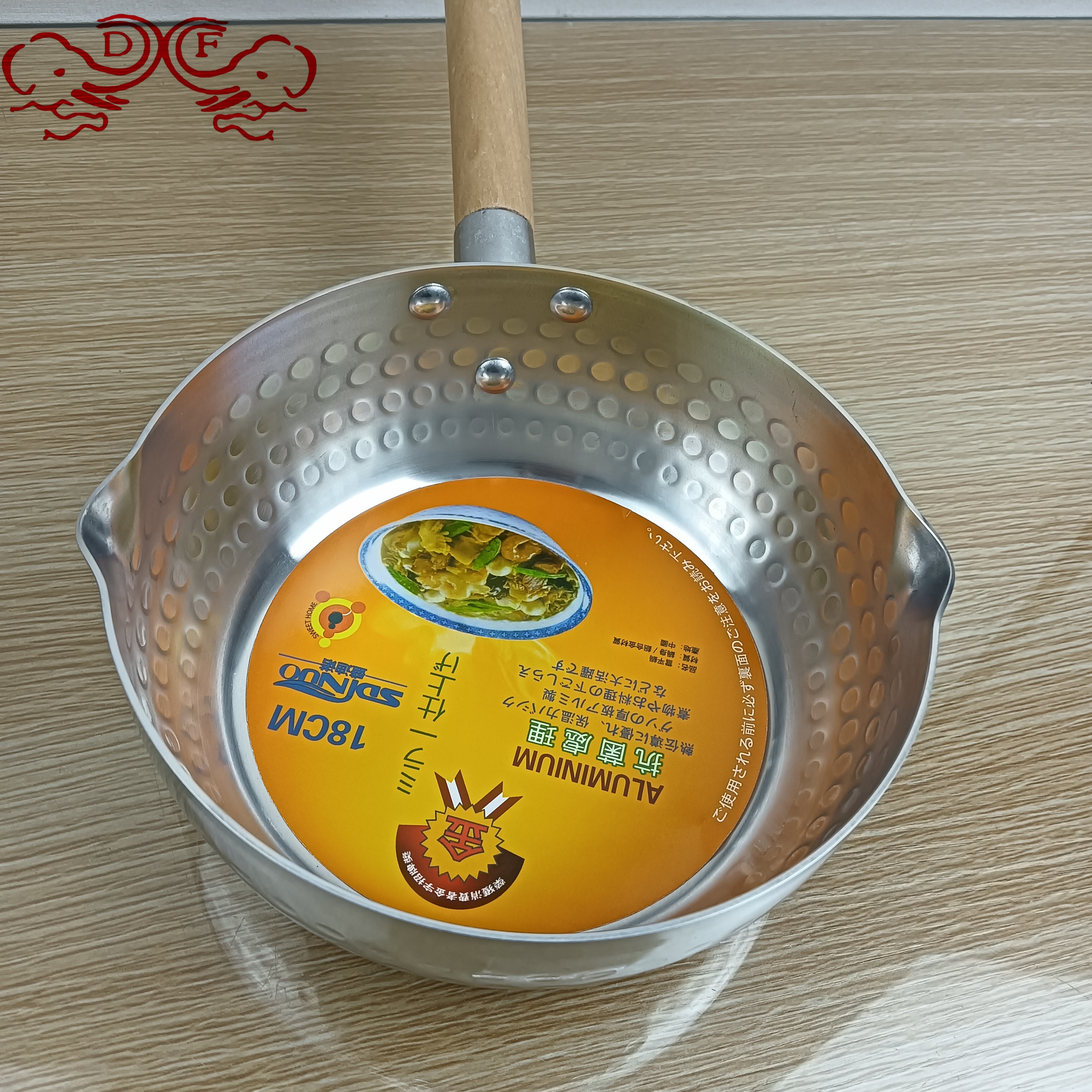 DF68229 stainless steel snow flat pot, thickened flat bottom, Japanese hammer pattern, single handle milk pot, instant noodle pot, small soup pot, DF TRADINGHOUSE Specification image