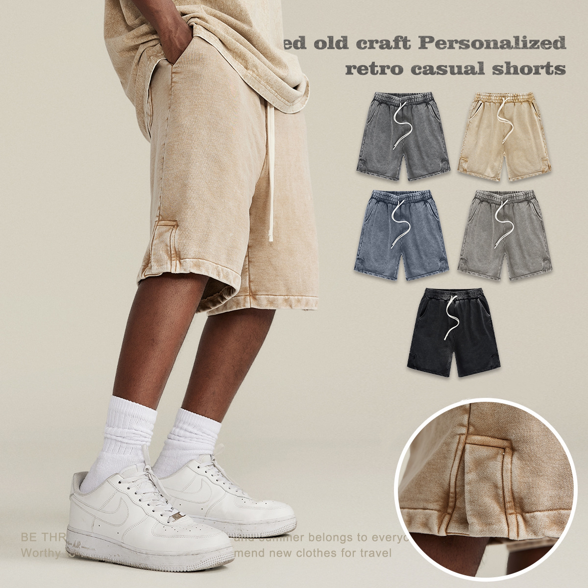 Retro Washed 350G Heavyweight Fashion Brand Men'S Pants full figure