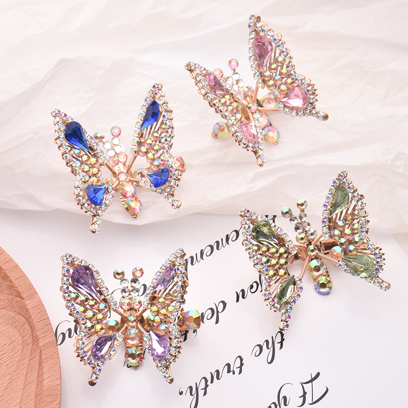 会动的蝴蝶儿童水钻发夹发卡新款可爱头饰夹子侧边夹碎发夹刘海夹可爱会动的水钻蝴蝶发夹小女孩发饰侧边夹碎发刘海夹详情2