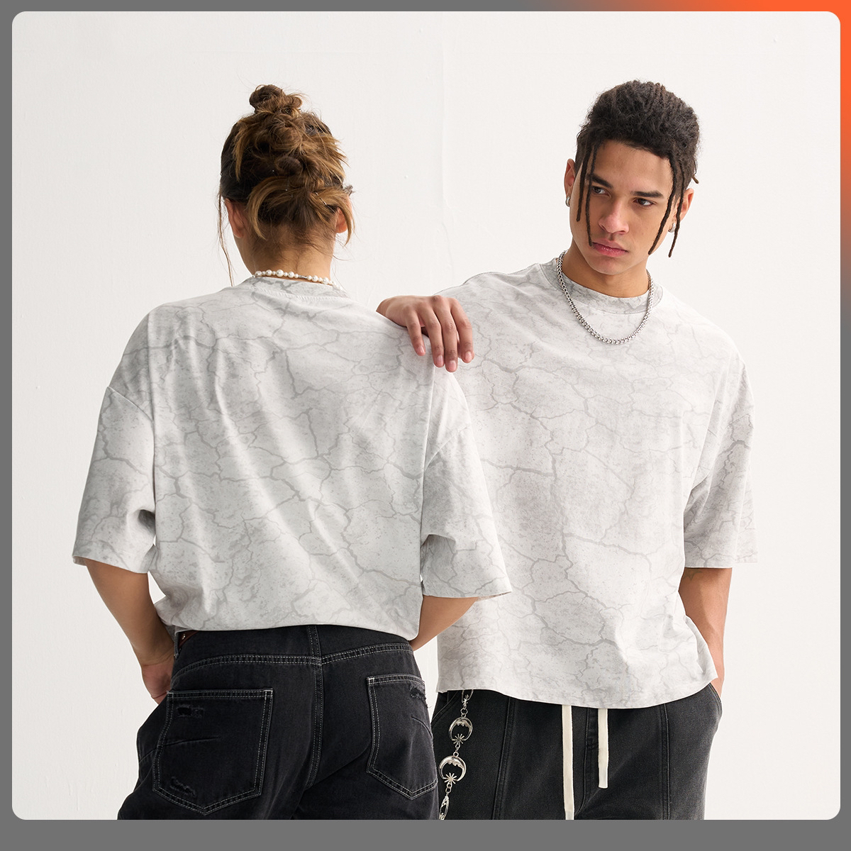 Retro style wasteland crack T-shirt men's fashion brand 