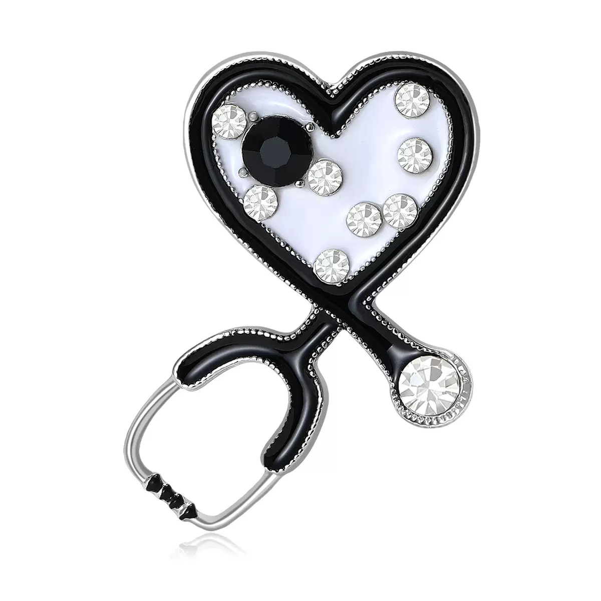 2025 Ziyang New Gentle and Simple Alloy Water Diamond Heart Stethoscope brooch Item Picture