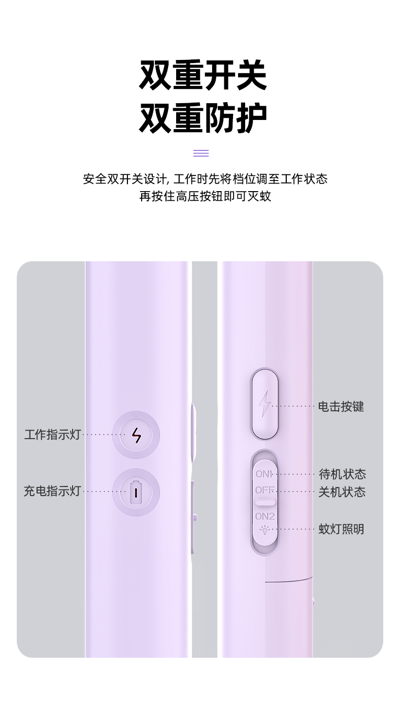 康铭灭蚊拍KM-3868A电蚊拍详情图7