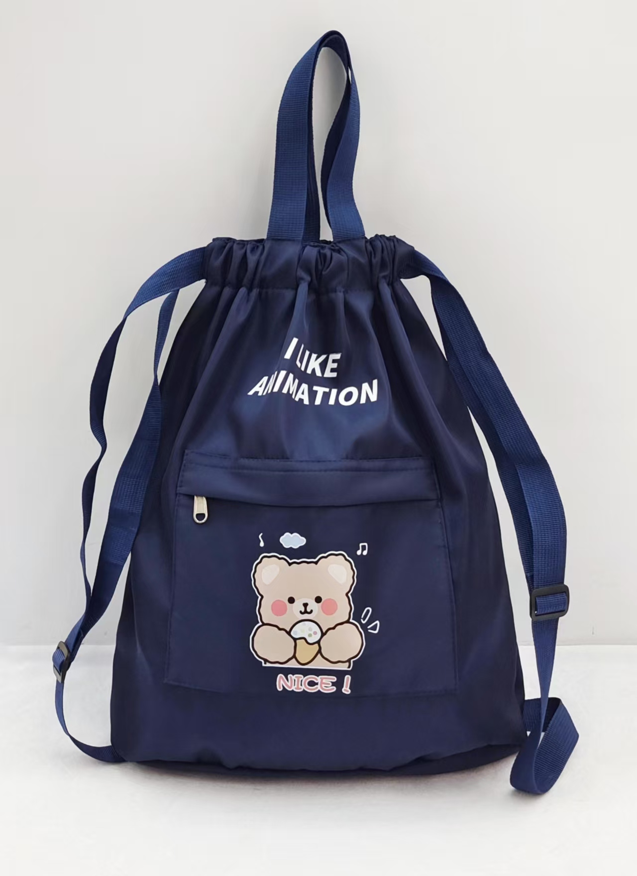 Large-capacity backpacks for spring outings, student schoolbags, men's and women's drawstring backpacks Item Picture