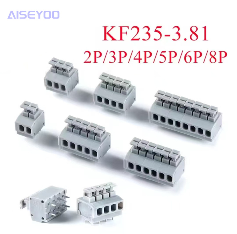 KF235-2/3/4/5/6/8P/直插 250V/10A 3.81mm间距弹簧式PCB接线端子 