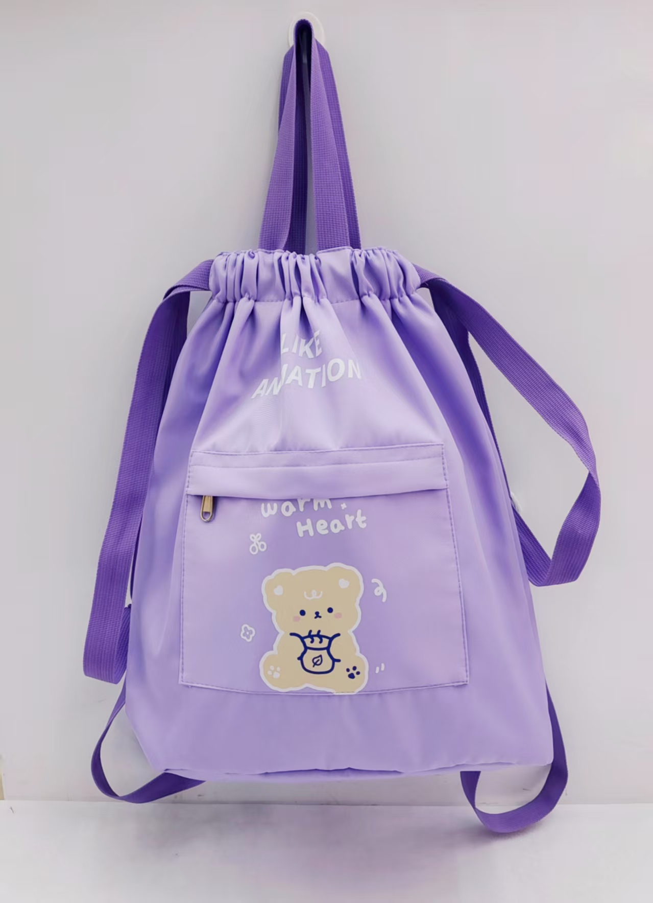 Large-capacity backpacks for spring outings, student schoolbags, men's and women's drawstring backpacks details Picture