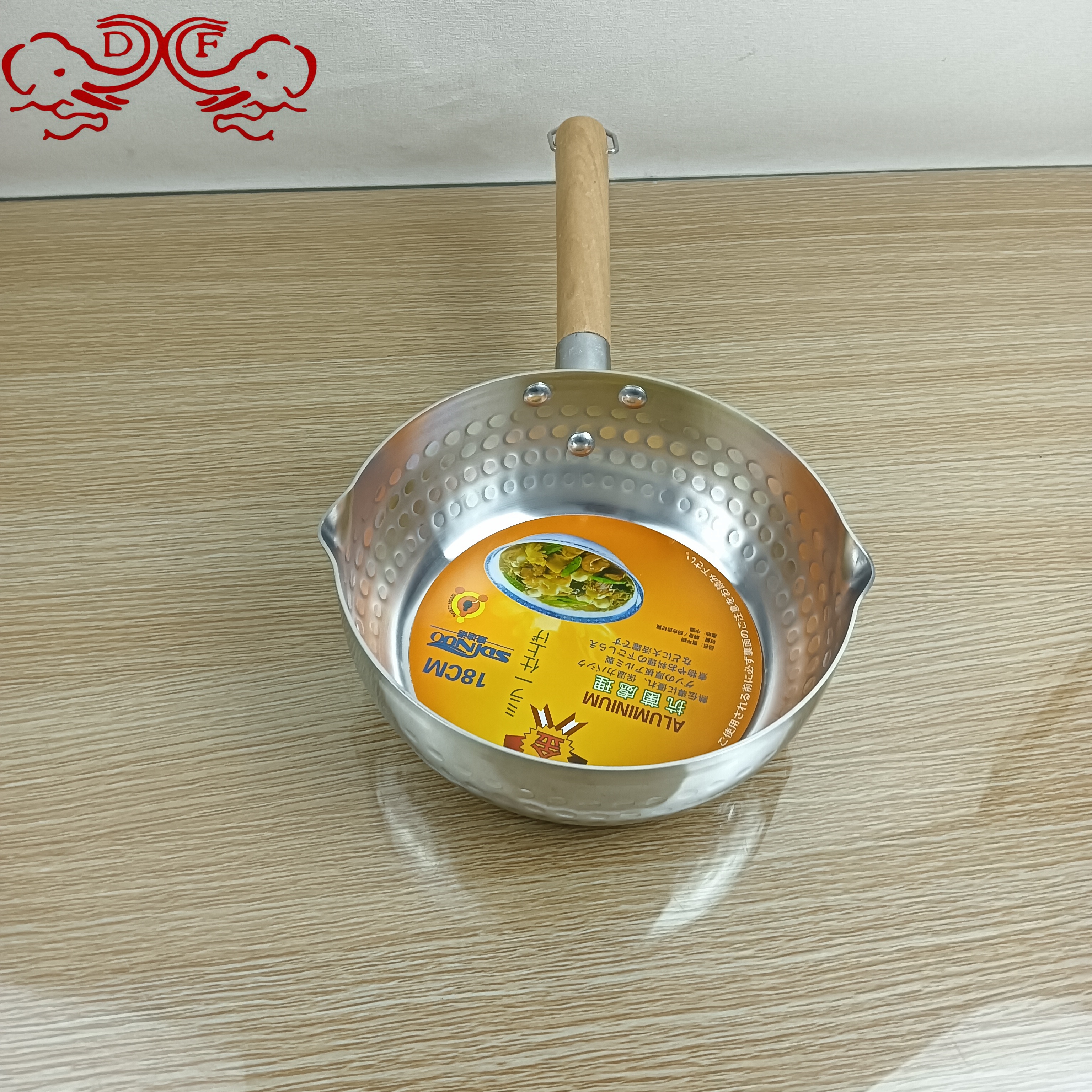DF68229 stainless steel snow flat pot, thickened flat bottom, Japanese hammer pattern, single handle milk pot, instant noodle pot, small soup pot, DF TRADINGHOUSE details Picture