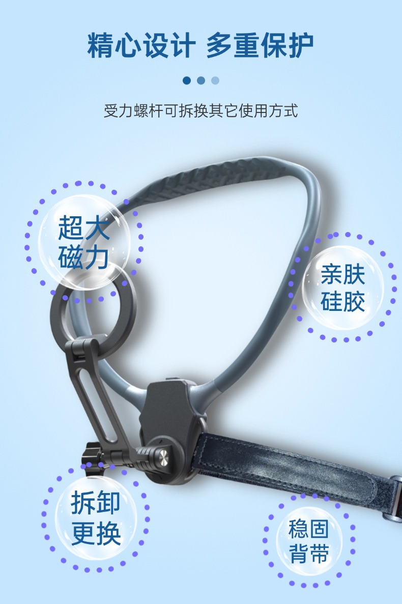 头戴式挂脖支架拍摄vlog视角运动相机手机挂脖支架详情3
