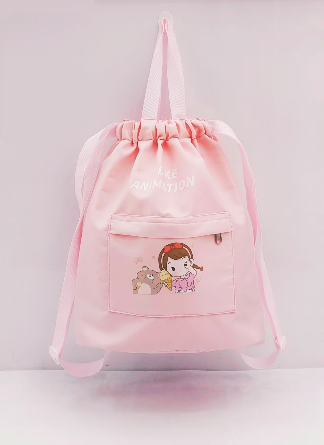 Large-capacity backpacks for spring outings, student schoolbags, men's and women's drawstring backpacks Specification image