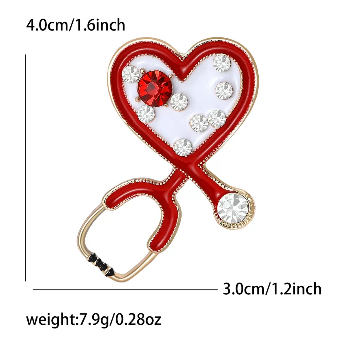 2025 Ziyang New Gentle and Simple Alloy Water Diamond Heart Stethoscope brooch details Picture