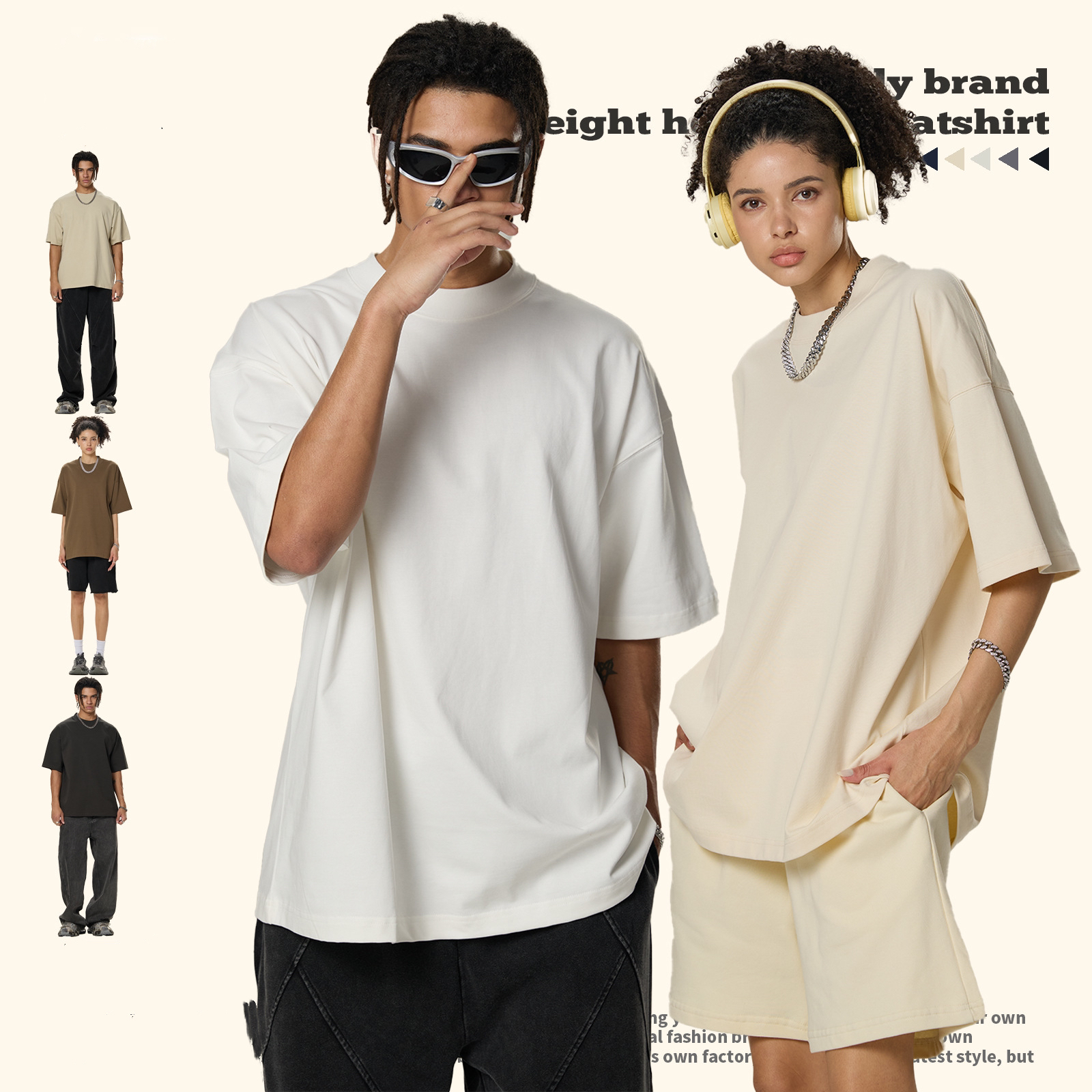 350G heavyweight cotton short-sleeved men's T-shirt