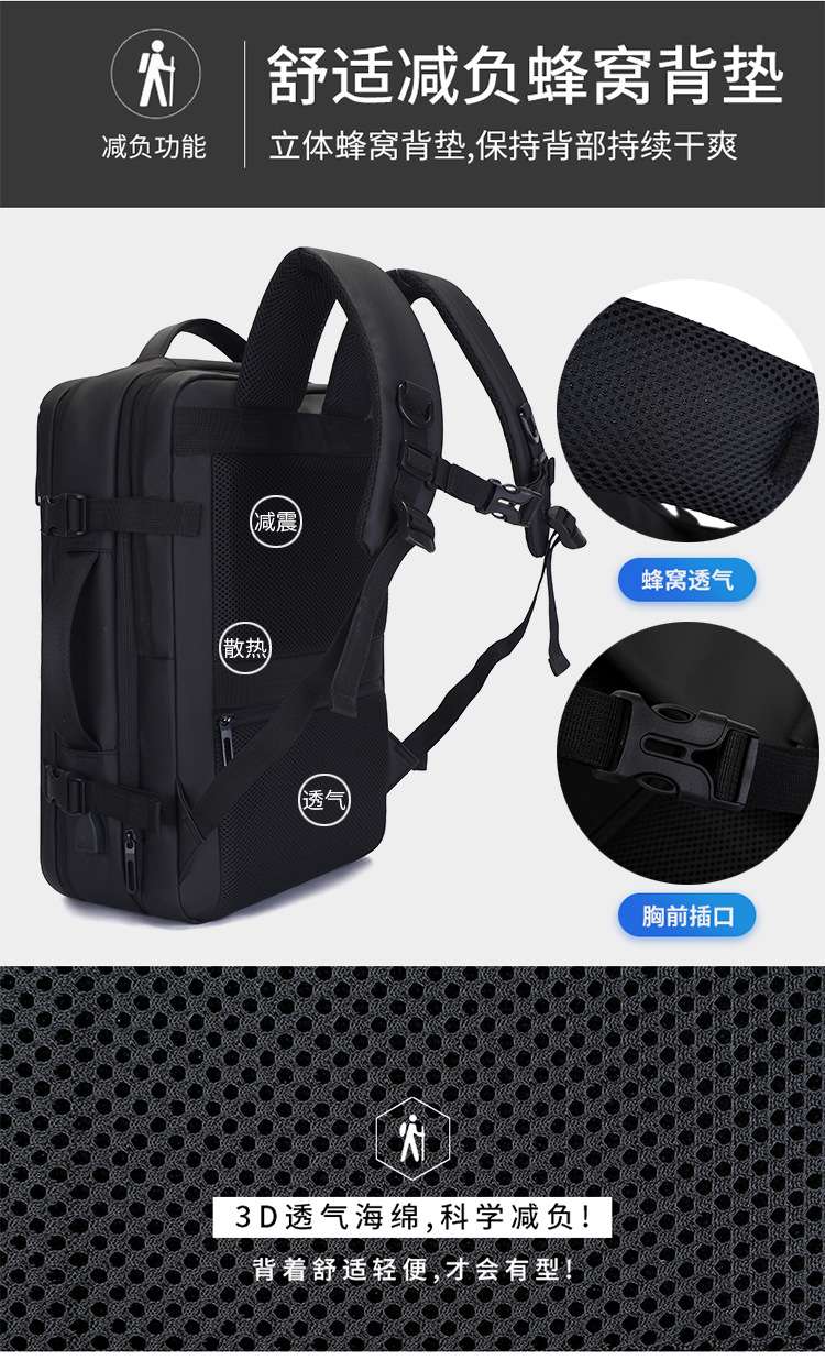 双肩包男高级感出差旅游商务通勤短途旅行包包大容量学生电脑背包 详情图14