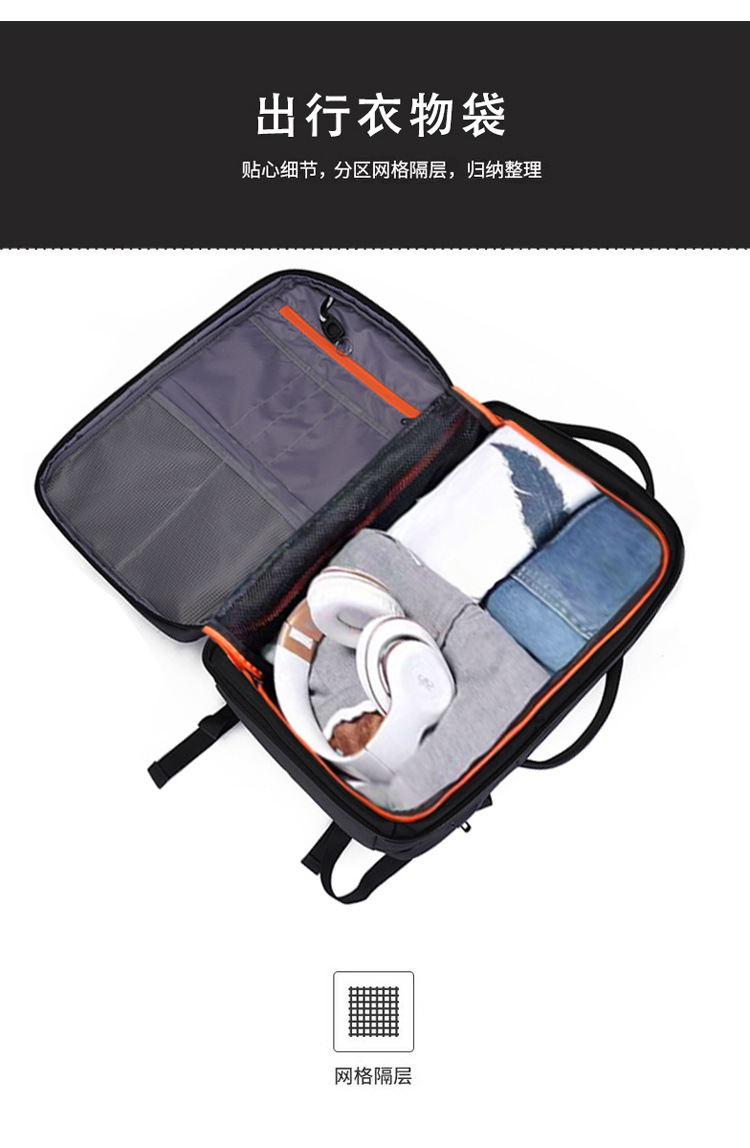 双肩包男高级感出差旅游商务通勤短途旅行包包大容量学生电脑背包 详情图10