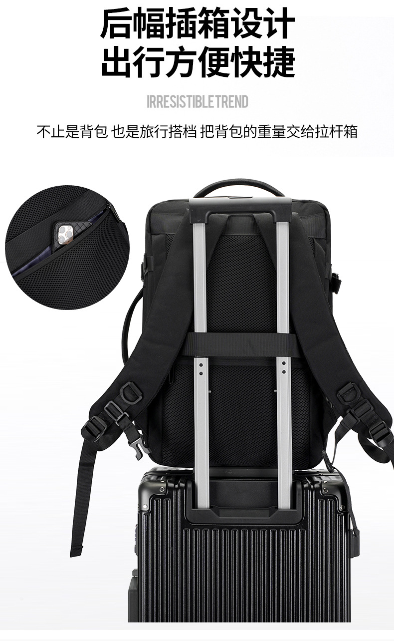 双肩包男高级感出差旅游商务通勤短途旅行包包大容量学生电脑背包 详情图18