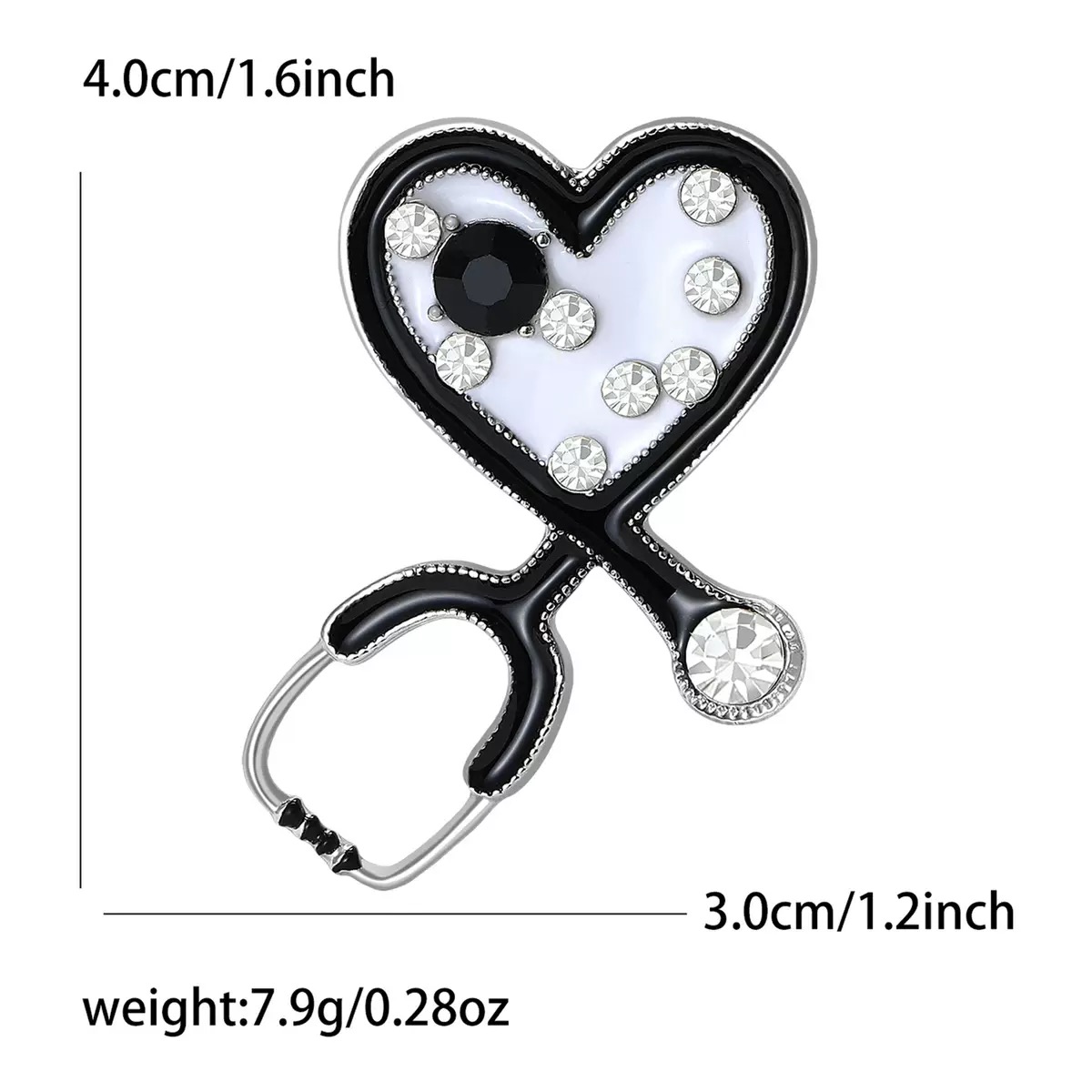 2025 Ziyang New Gentle and Simple Alloy Water Diamond Heart Stethoscope brooch Specification image