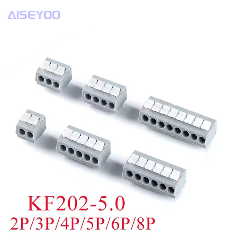 按压弹簧式PCB接线端子MX202-5.0mm间距2/3/4P铜环保可拼接KF202