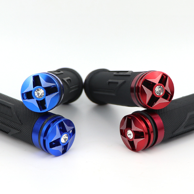 Motorcyclist handle set with rhine-drill rubber CNC aluminum alloy handle rubber motorcycle scooter universal accessories details Picture