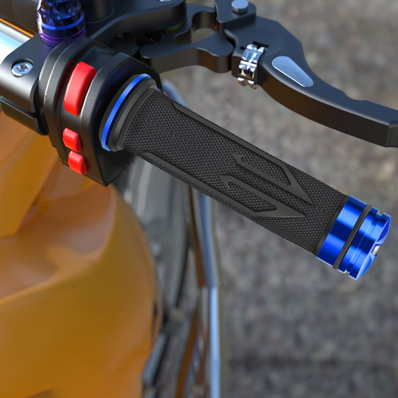 Motorcyclist handle set with rhine-drill rubber CNC aluminum alloy handle rubber motorcycle scooter universal accessories Item Picture