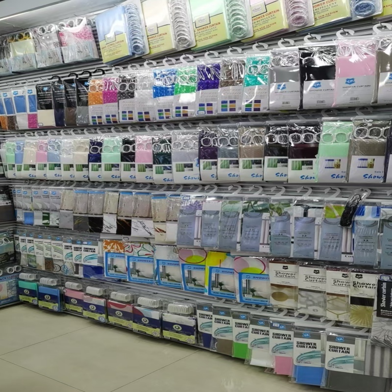 厂家直销浴帘产品浴帘加厚色丁浴帘产品防水防霉特征酒店家用多功能布圈勾PVC12个挂钩浴帘详情3