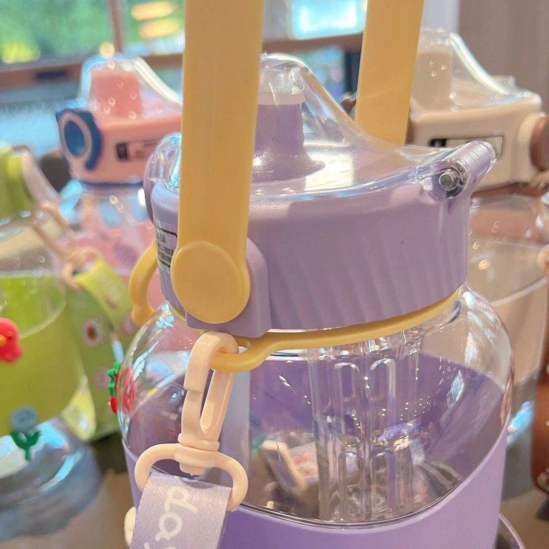 X152-XBD-8033 Girls' large-capacity, popular and cute water cup, portable student bear water cup, children's square large-belted cup with tea strater detail image 11