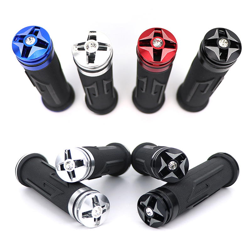 Motorcyclist handle set with rhine-drill rubber CNC aluminum alloy handle rubber motorcycle scooter universal accessories full figure