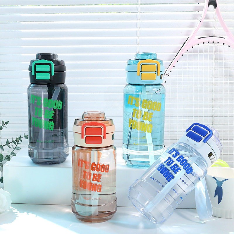 B70-9251夏季学生防摔塑料杯便携水杯户外运动水杯大容量吸管杯图