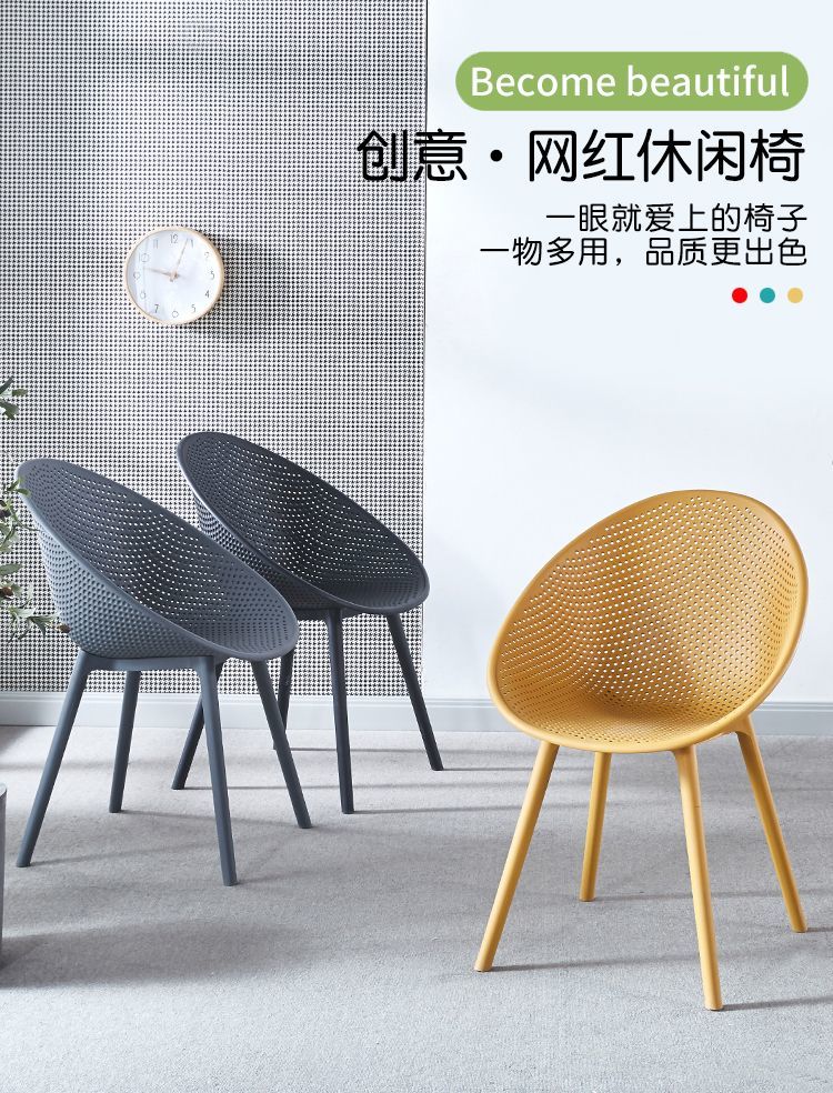北欧家用餐椅现代简约凳子办公休闲洽谈加厚塑料椅餐厅客厅接待椅详情1