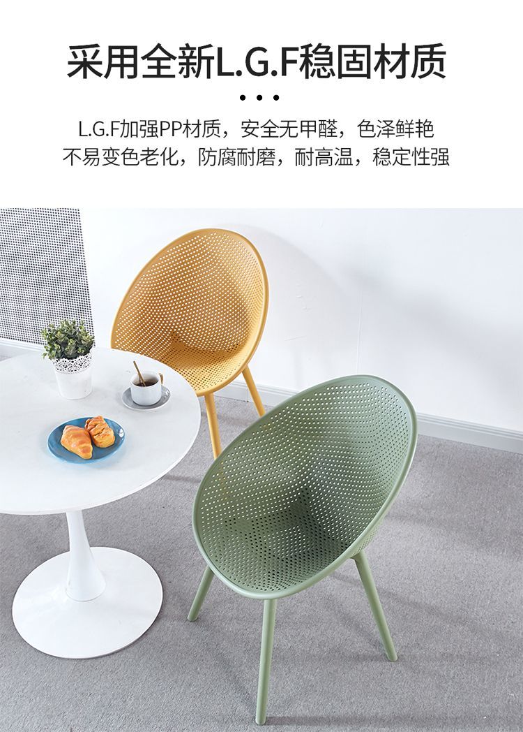 北欧家用餐椅现代简约凳子办公休闲洽谈加厚塑料椅餐厅客厅接待椅详情4
