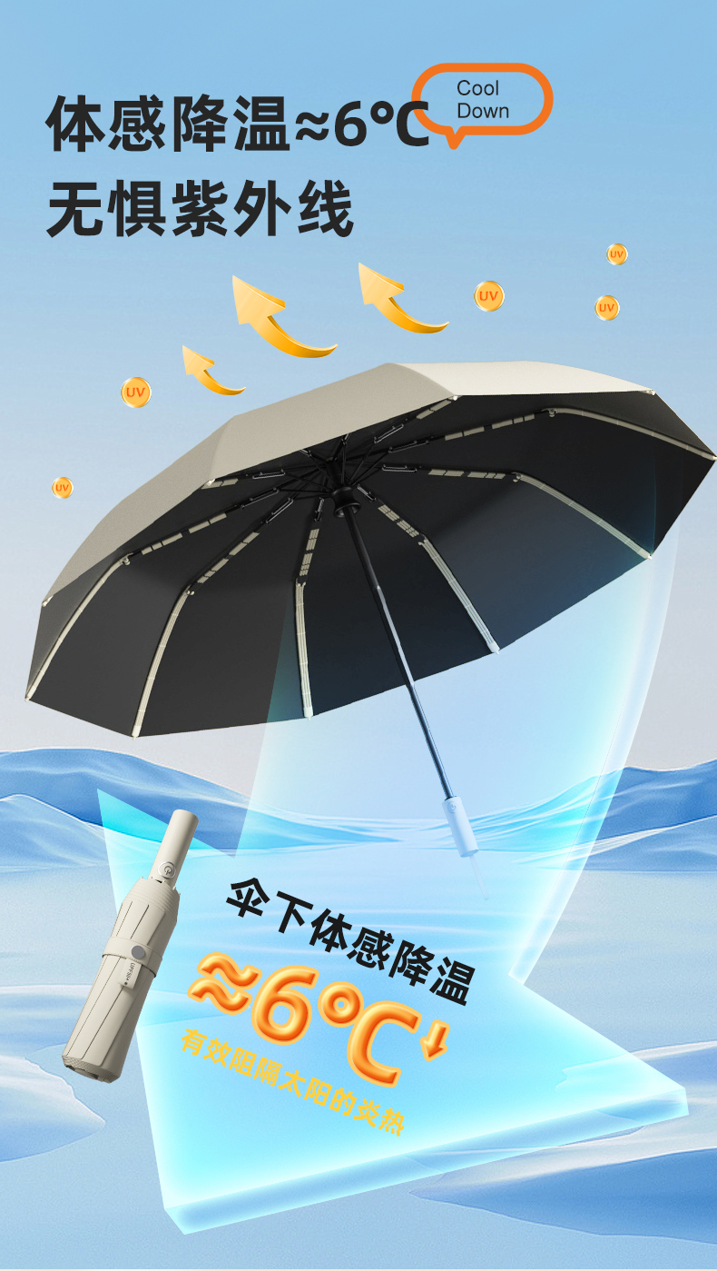 星宝伞S3102纯色多骨雨伞星宝伞S3012 加粗伞骨雨伞全自动防风雨伞自开收纤维骨男女通用伞详情7
