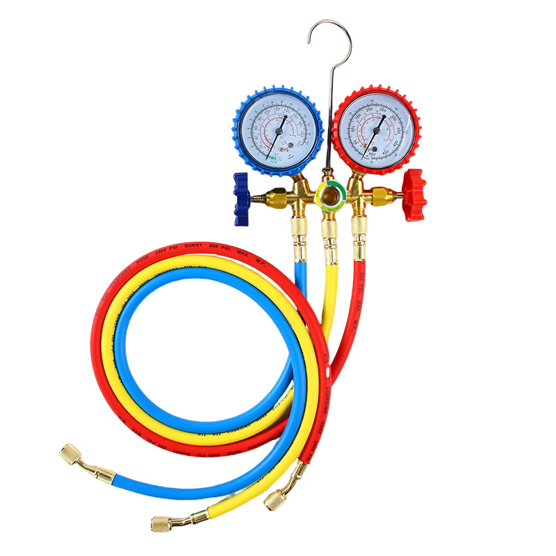 R134a冷媒汽车加氟表雪种压表冷媒双表阀空调加氟工具套装