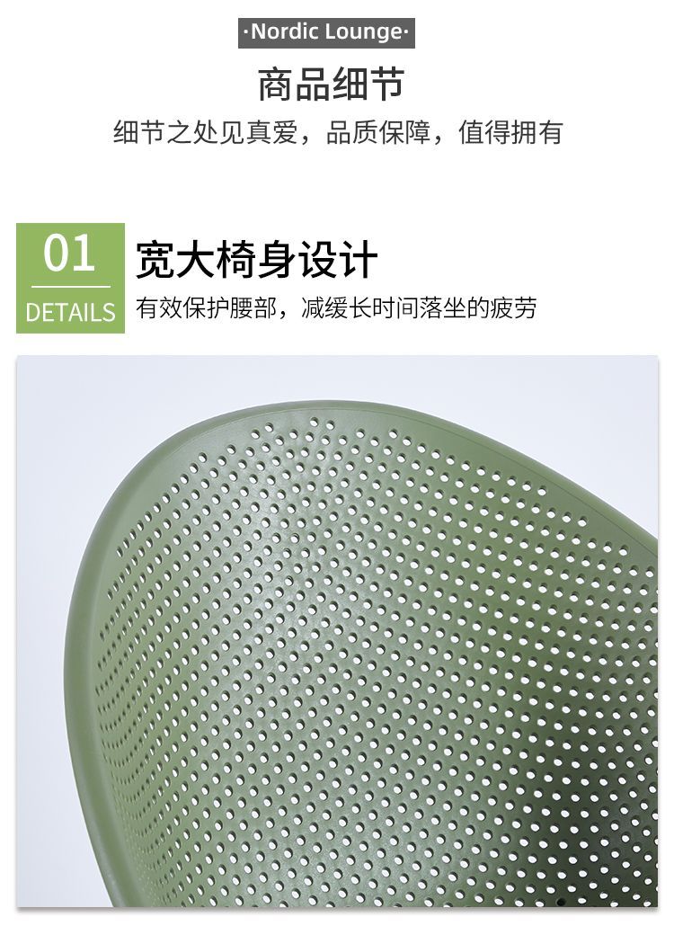 北欧家用餐椅现代简约凳子办公休闲洽谈加厚塑料椅餐厅客厅接待椅详情11