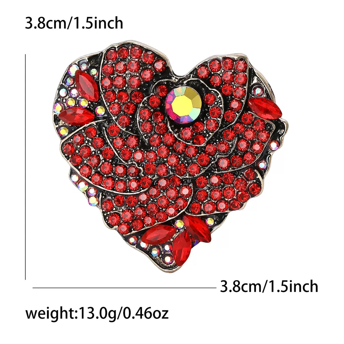 2025 Ziyang New Elegant Alloy rhinestone Rose Heart brooch details Picture