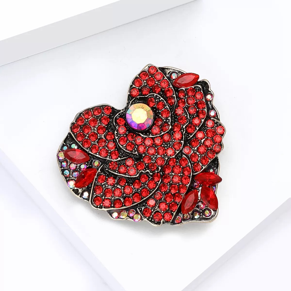 2025 Ziyang New Elegant Alloy rhinestone Rose Heart brooch Specification image