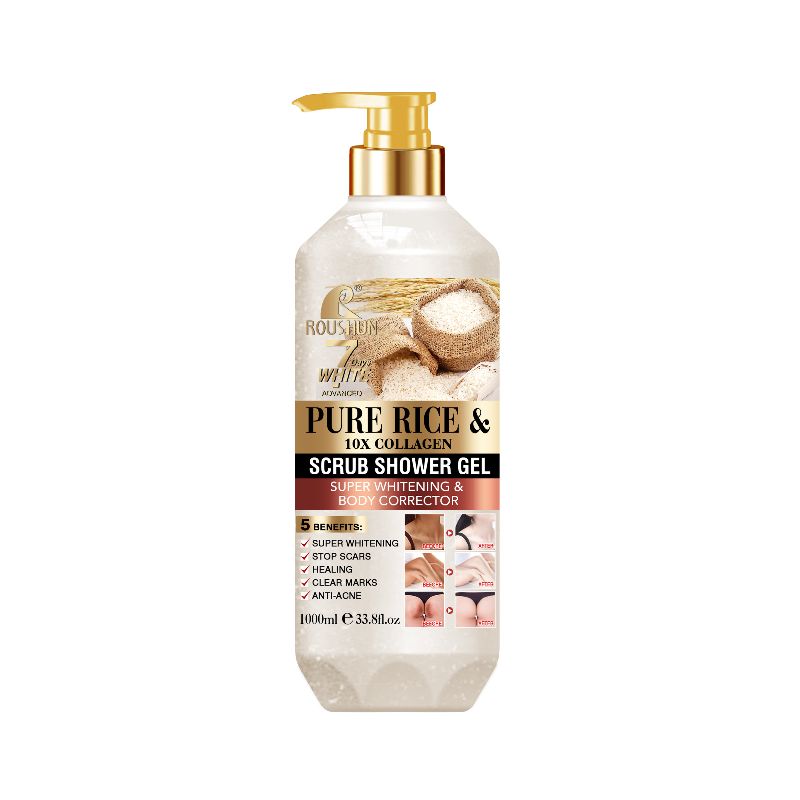 ROUSHUN 柔顺大米磨砂沐浴露 Pure Rice Scrub Shower Gel详情3