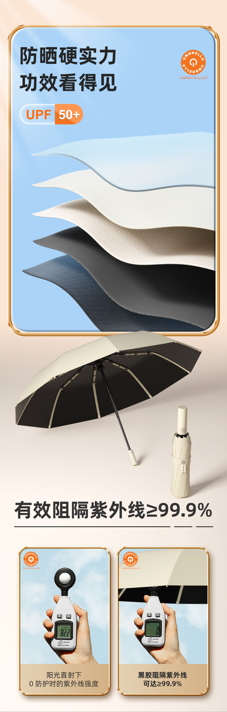 星宝伞S3102纯色多骨雨伞星宝伞S3012 加粗伞骨雨伞全自动防风雨伞自开收纤维骨男女通用伞详情8