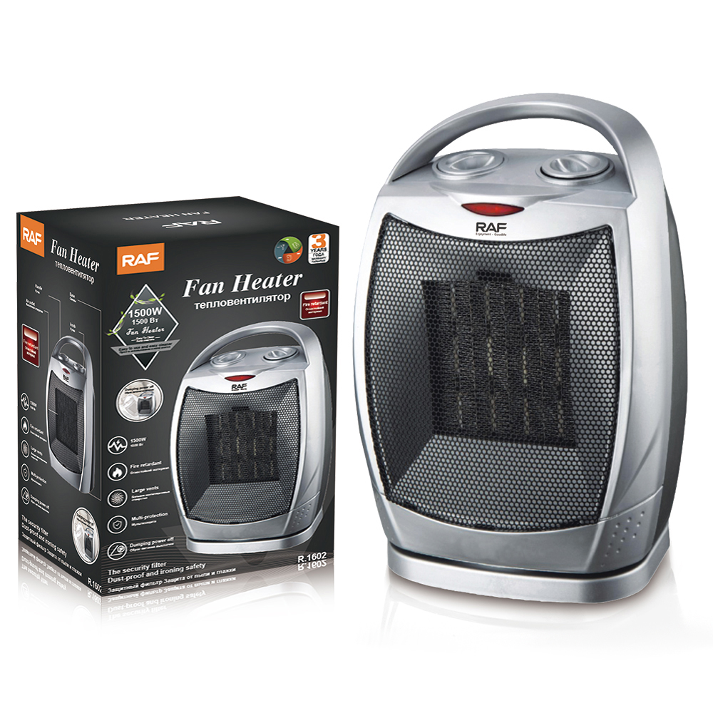 RAF European standard oscillating household heater, anti-tilt electric warm air, small office desktop warm air blower