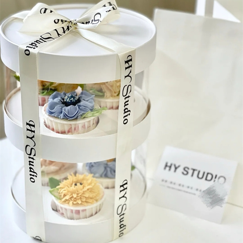 双层圆形纸杯蛋糕盒透明马芬蛋糕包装盒下午茶慕斯甜品打包盒子冰淇淋甜品包装盒详情1